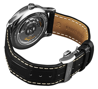 Longines Master Collection Automatic Stainless Steel Black Dial Black Leather Strap Date Power Reserve Mens Watch L2.708.4.51.7