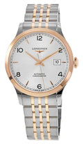 Longines Record Automatic COSC Stainless Steel & 18K Rose Gold Silver Dial Date Mens Watch L2.821.5.76.7