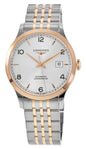 Longines Record Automatic COSC Stainless Steel & 18K Rose Gold Silver Dial Date Mens Watch L2.821.5.76.7
