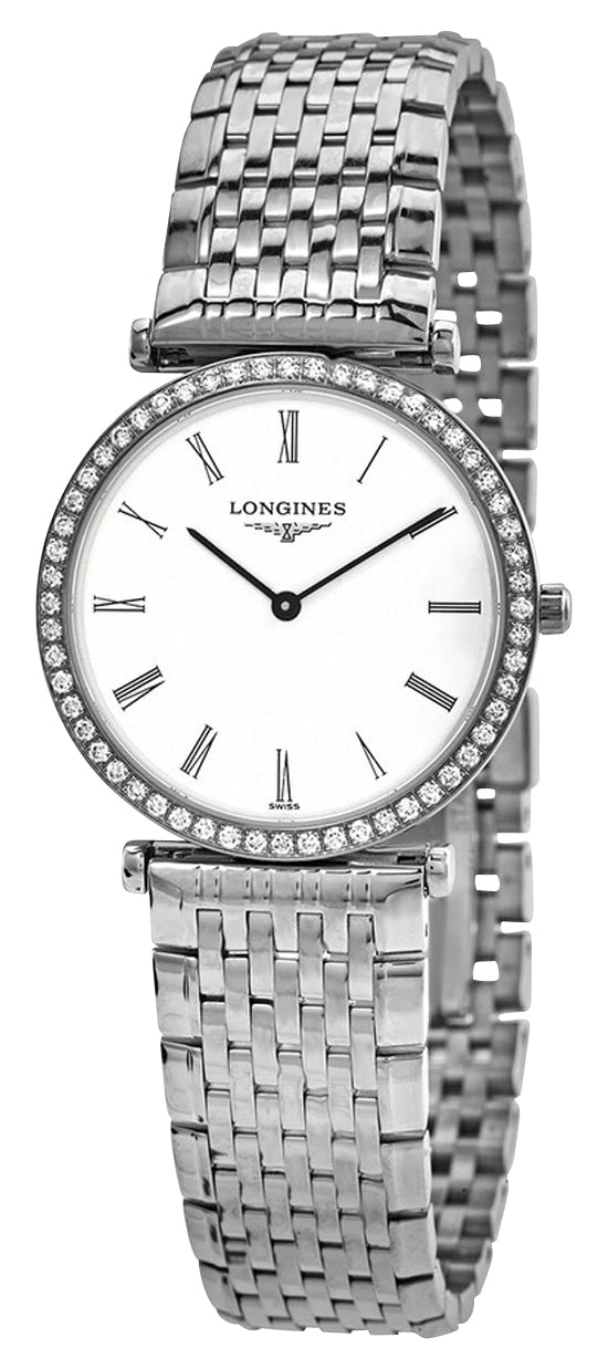 Longines La Grande Classique Stainless Steel White Dial Diamonds Quartz Womens Watch L4.513.0.11.6
