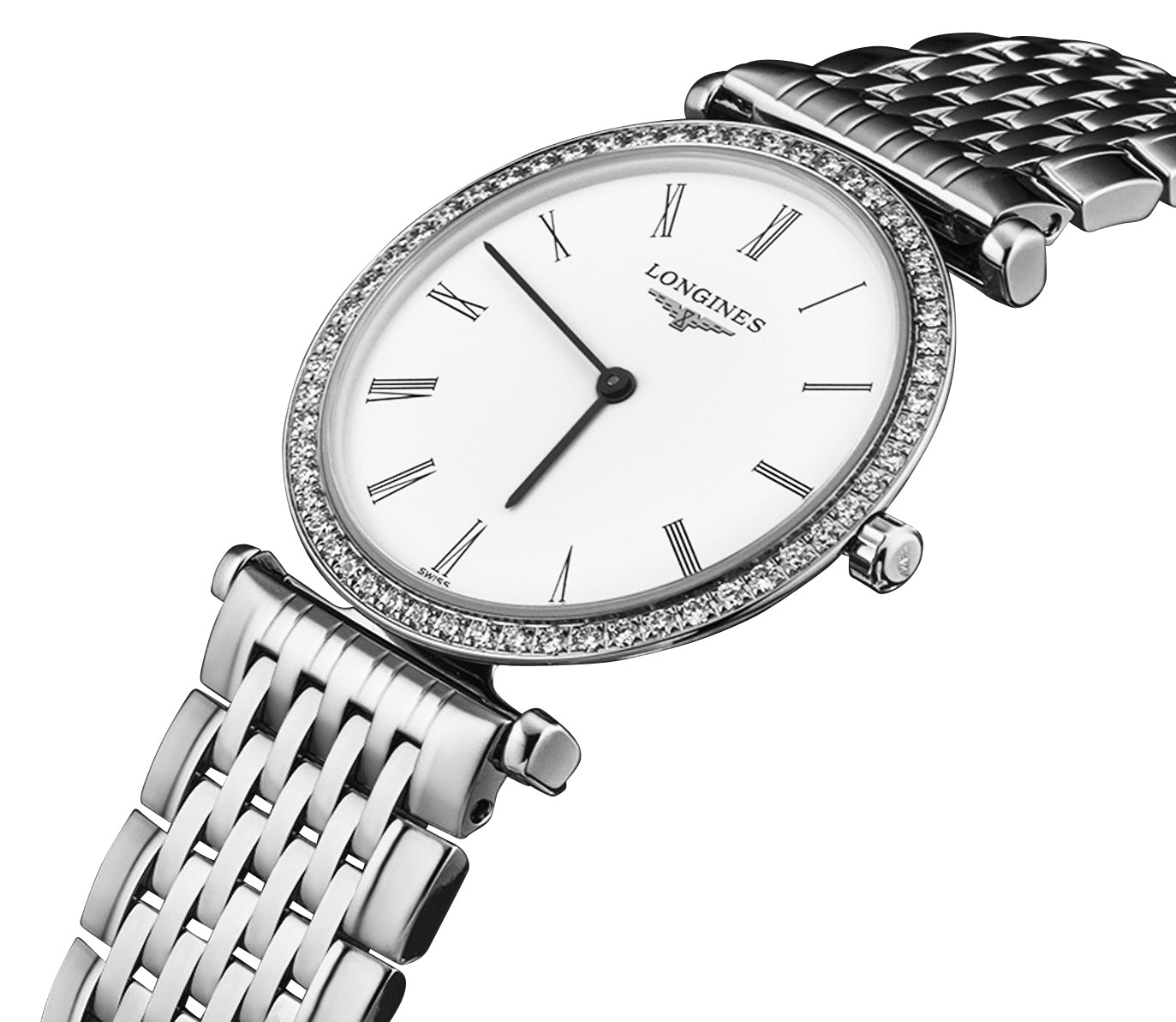 Longines La Grande Classique Stainless Steel White Dial Diamonds Quartz Womens Watch L4.513.0.11.6