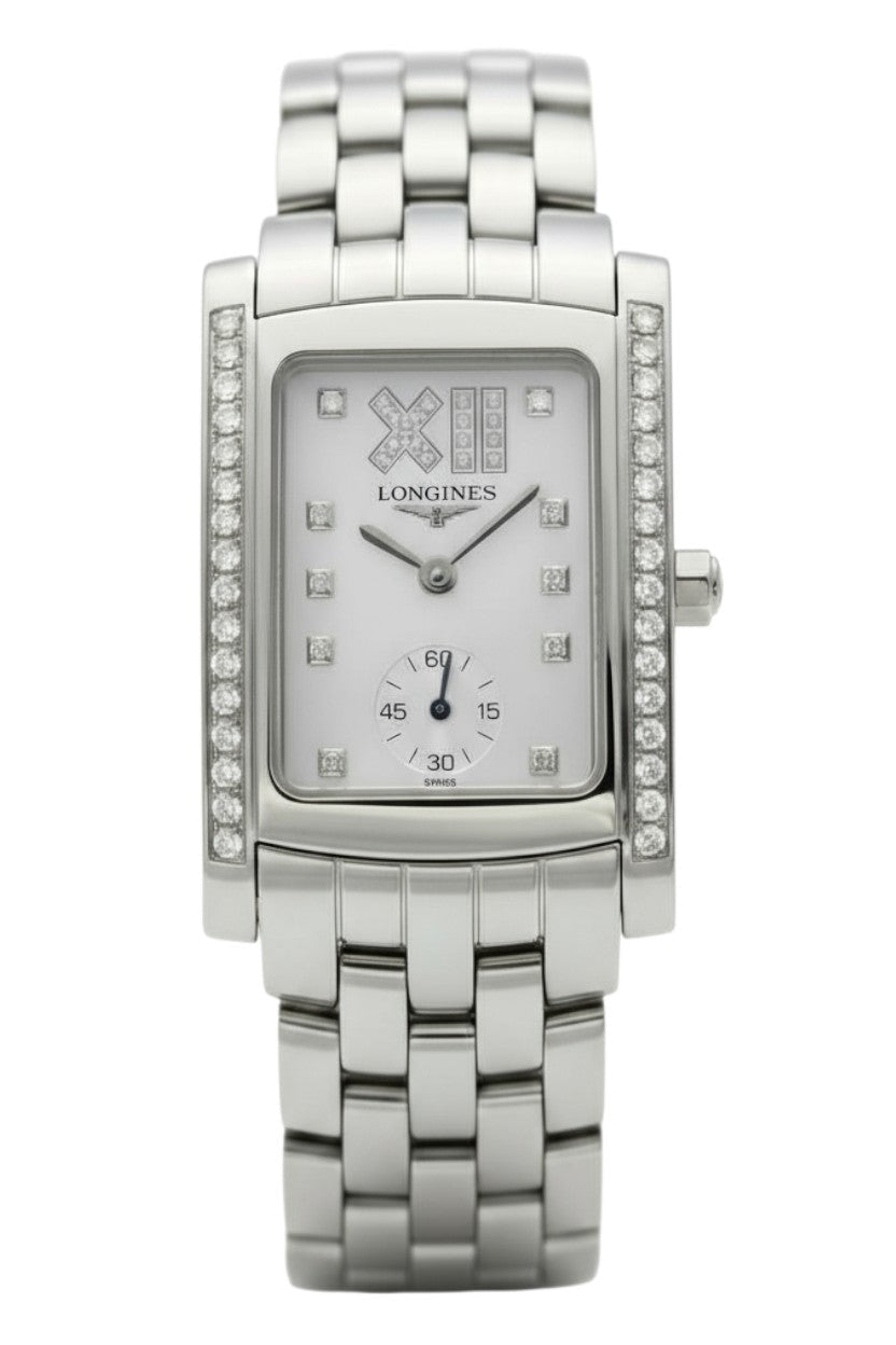 Longines DolceVita Stainless Steel Mother-Of-Pearl Dial Diamonds Quartz Womens Watch L5.502.0.05.6