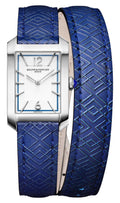 Baume & Mercier Hampton Stainless Steel Silver Dial Blue Leather Wrap-Around Strap Quartz Womens Watch M0A10629
