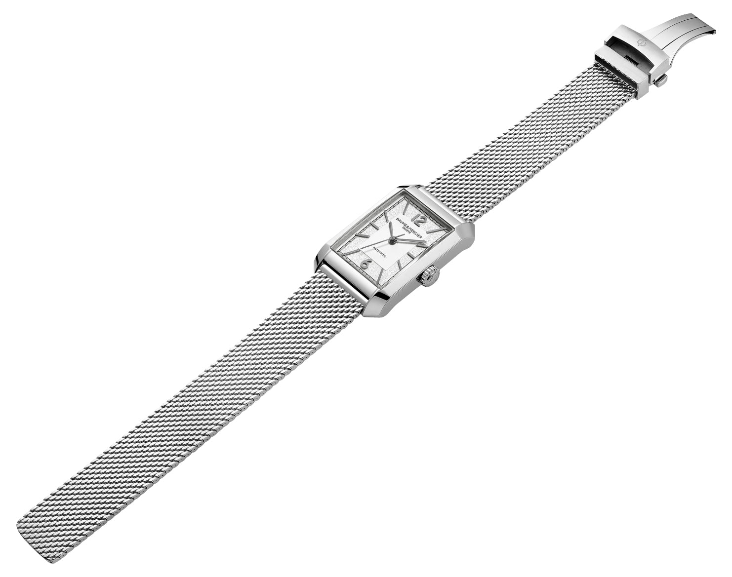 Baume & Mercier Hampton Automatic Stainless Steel Mesh Silver Dial Mens Watch M0A10672