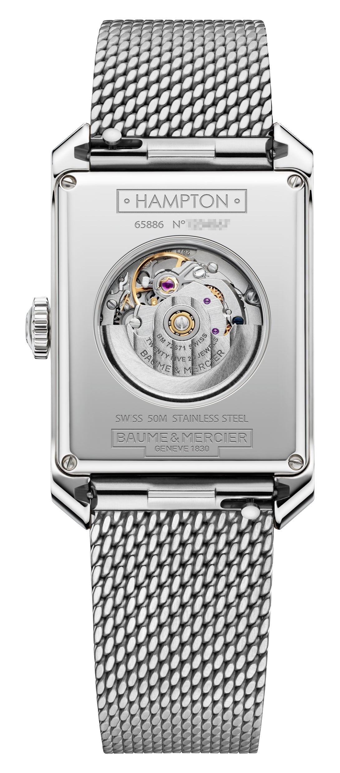 Baume & Mercier Hampton Automatic Stainless Steel Mesh Silver Dial Mens Watch M0A10672