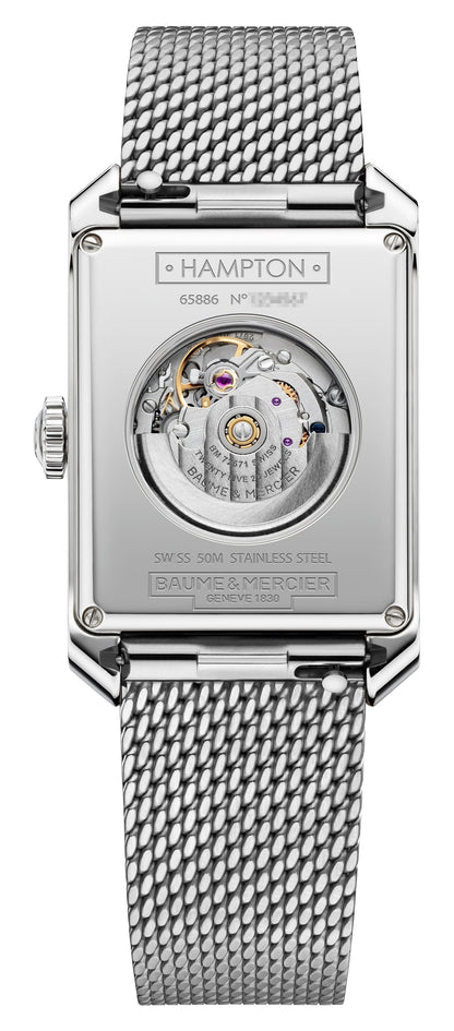 Baume & Mercier Hampton Automatic Stainless Steel Mesh Silver Dial Mens Watch M0A10672