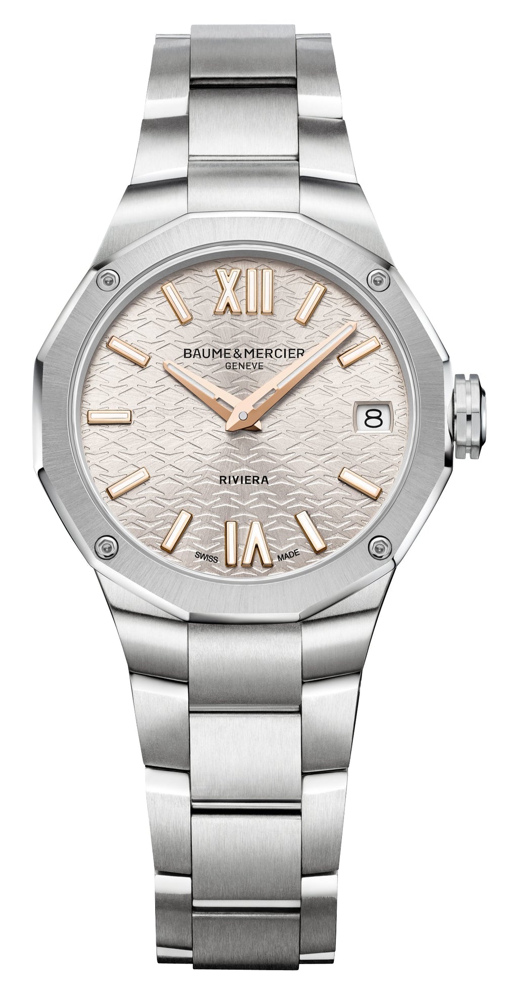 Baume & Mercier Riviera Stainless Steel Silver Dial Date Quartz Womens Watch M0A10810