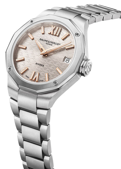 Baume & Mercier Riviera Stainless Steel Silver Dial Date Quartz Womens Watch M0A10810