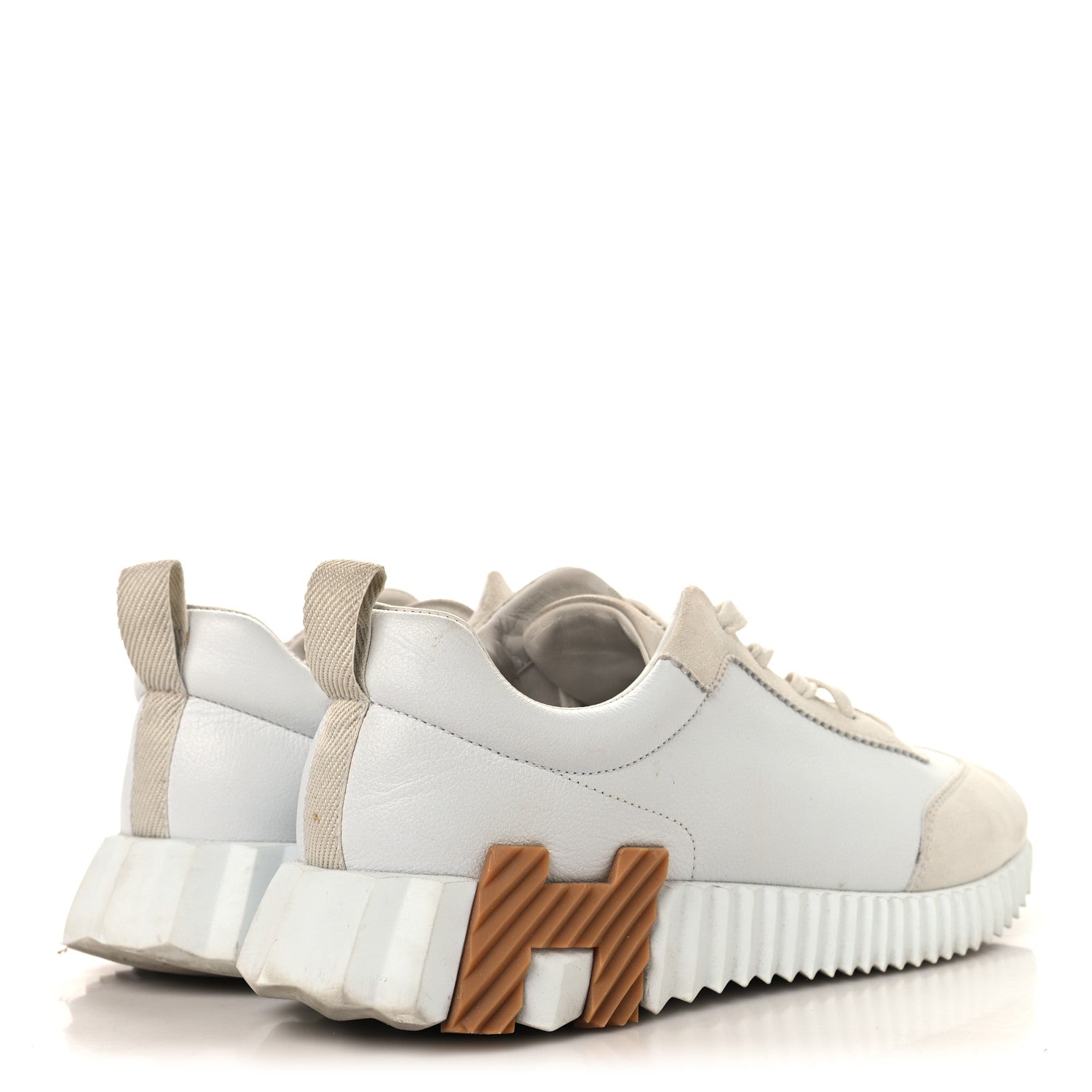 Calfskin Suede Goatskin Bouncing Sneakers 39 White
