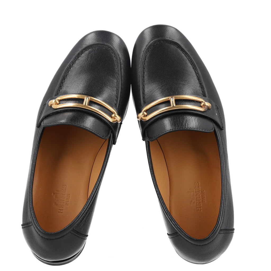 Calfskin Womens Colette Loafers 35 Black
