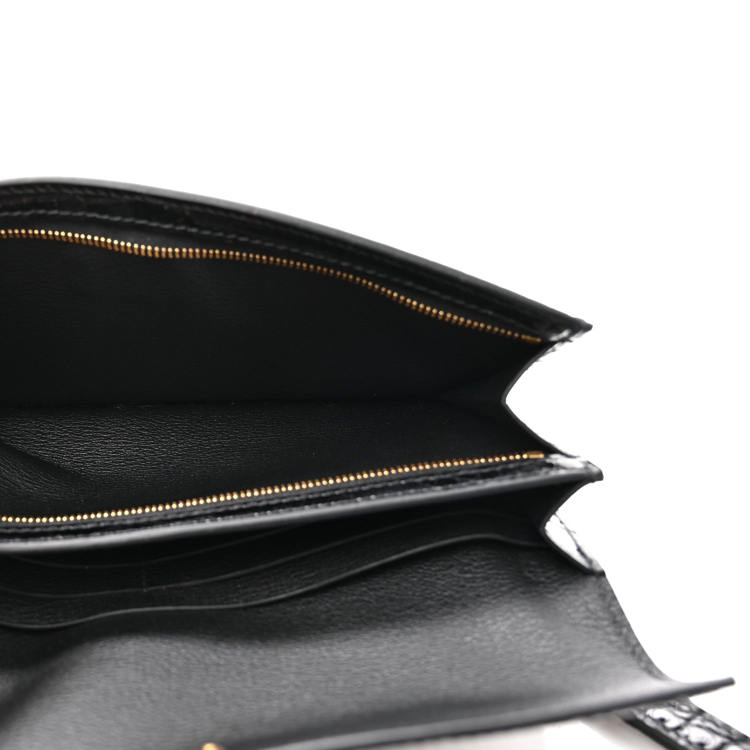Shiny Alligator Kelly Pocket Long Wallet Black