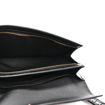Shiny Alligator Kelly Pocket Long Wallet Black