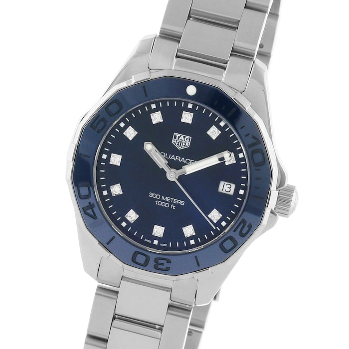 Tag Heuer Aquaracer Diamonds Blue Dial Silver Steel Strap Watch for Women - WAY131L.BA0748