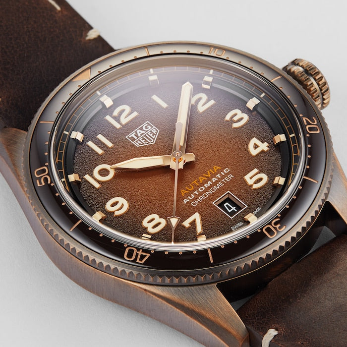 Tag Heuer Autavia Brown Dial Brown Leather Strap Watch for Men - WBE5191.FC8276