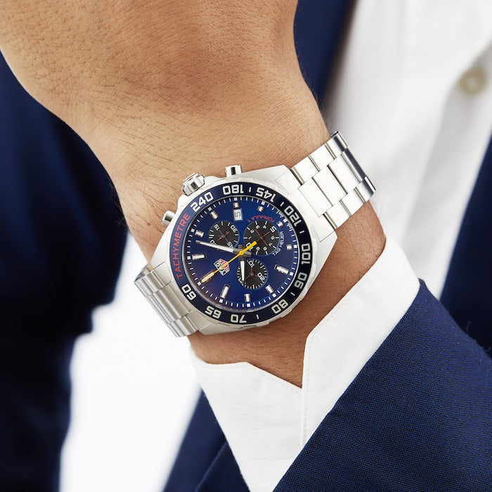 Tag Heuer Formula 1 Red Bull Racing Chronograph Blue Dial Silver Steel Strap Watch for Men - CAZ101AK.BA0842