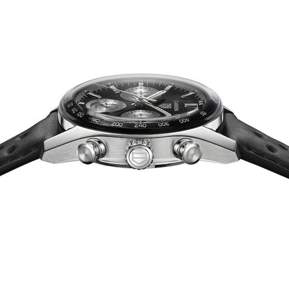 Tag Heuer Carrera Automatic Chronograph Black Dial Black Leather Strap Watch for Men - CBS2210.FC6534