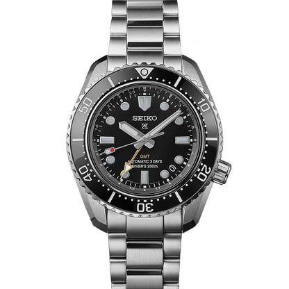 Seiko Prosprex Dark Depths GMT Automatic Black Dial Silver Steel Strap Watch For Men - SPB383J1