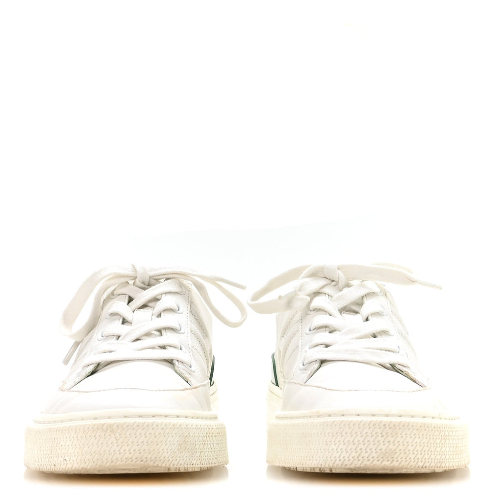Crocodile Calfskin Deep Sneakers 37.5 White Vert Jade
