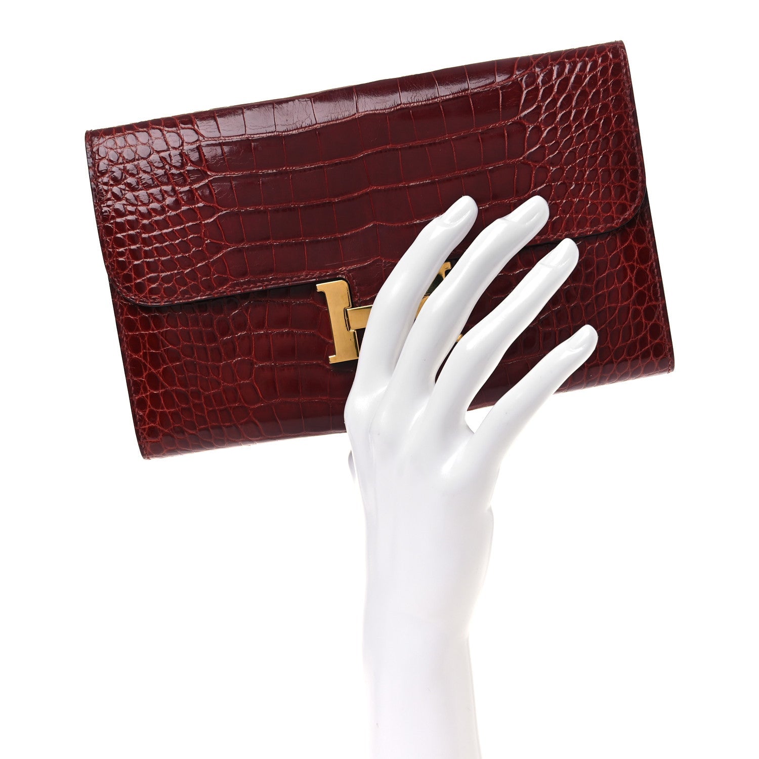 Shiny Alligator Constance Long Wallet Rouge Vif