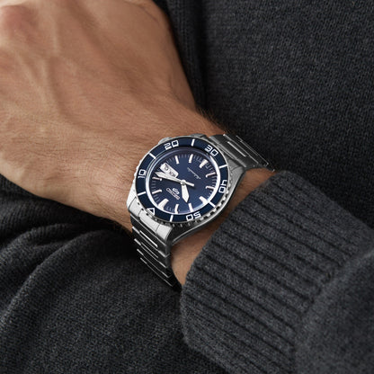 Seiko 5 Sports Automatic Blue Dial Silver Steel Strap Watch for Men - SRPK97K1