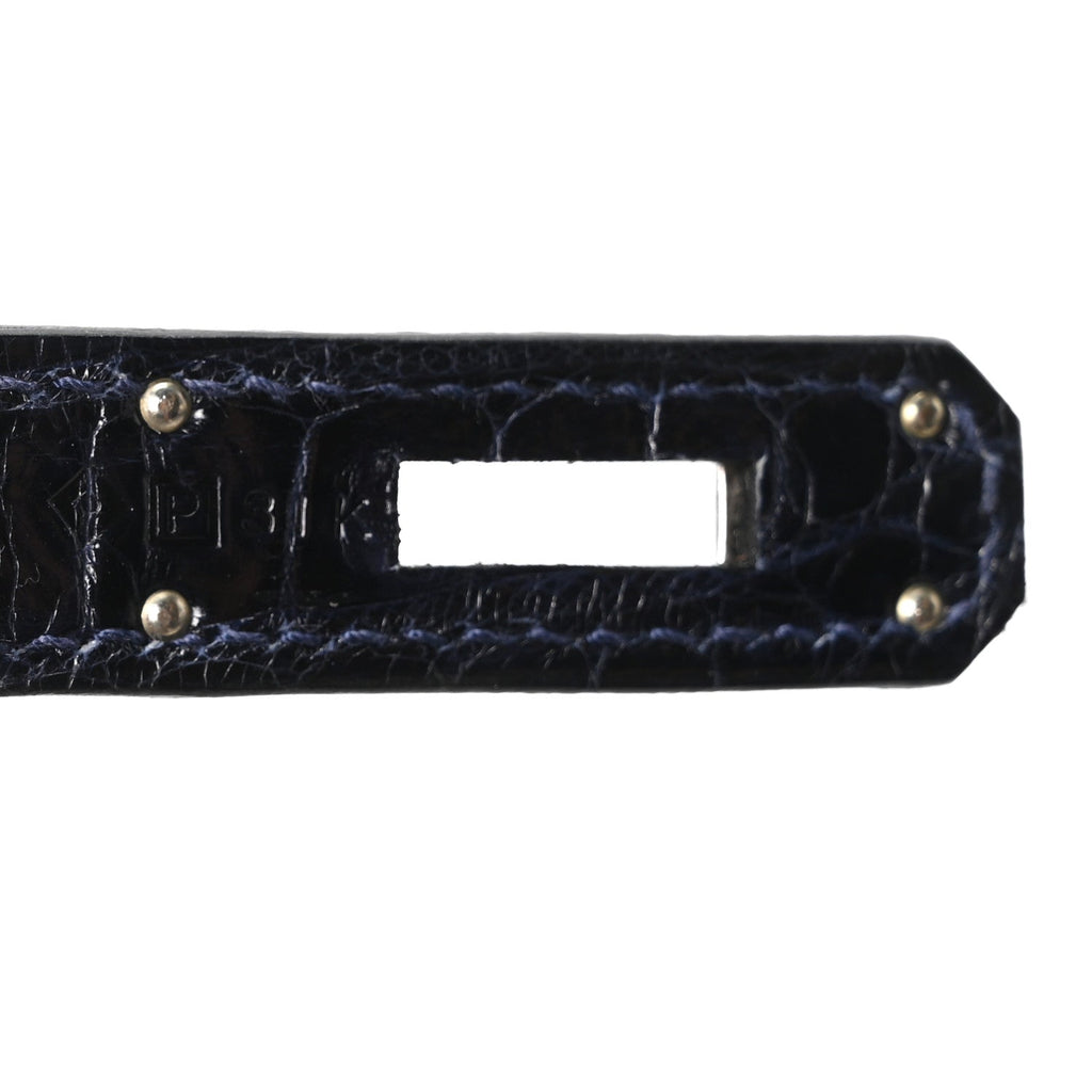 Shiny Porosus Crocodile Birkin 30 Bleu Marine