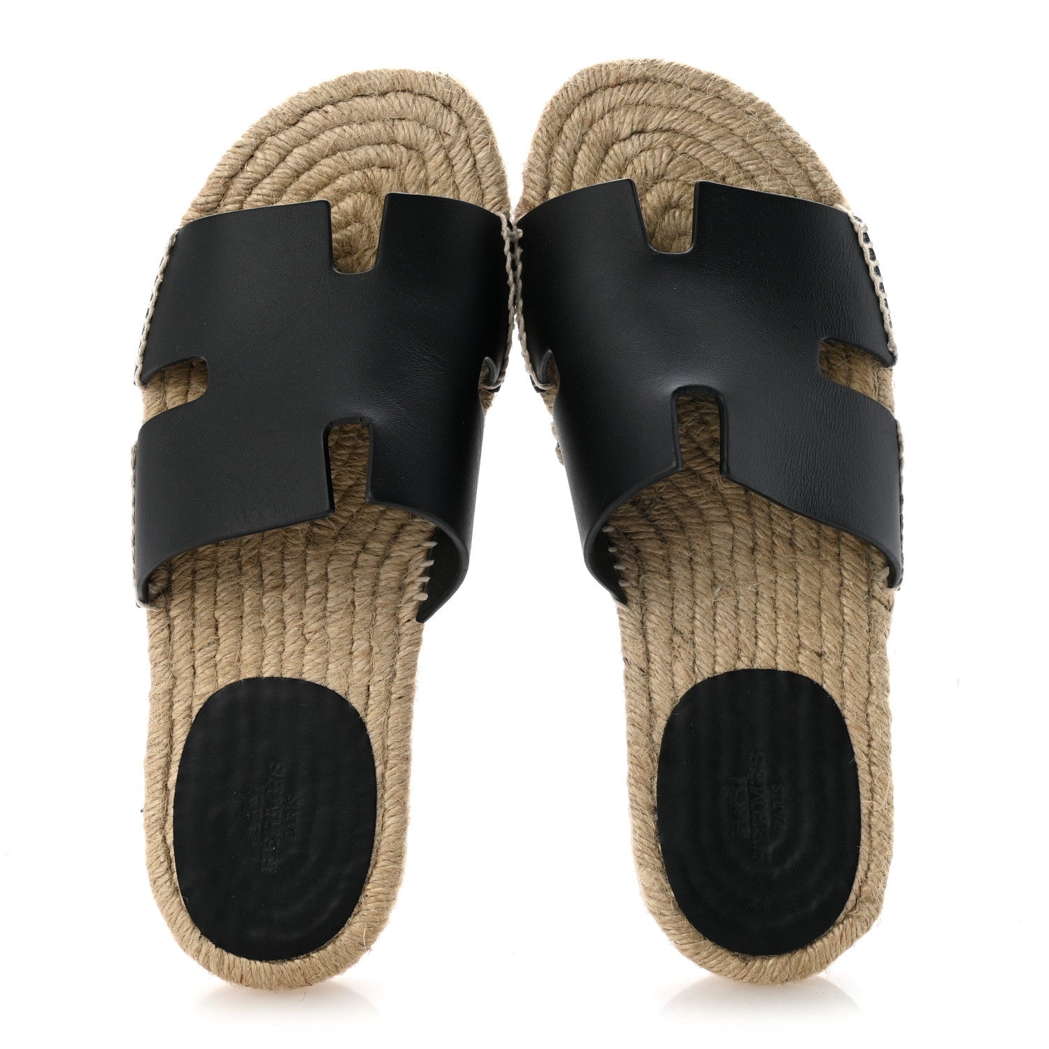 Calfskin Mens Antigua Espadrille Sandals 39 Black