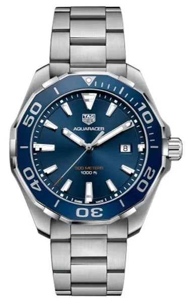 Tag Heuer Aquaracer Blue Dial Silver Steel Strap Watch for Men - WAY101C.BA0746