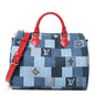 Denim Damier Monogram Patchwork Speedy Bandouliere 30 Blue Rouge