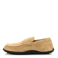 Suede Calfskin Womens Lazy Loafers 37 Beige Sable