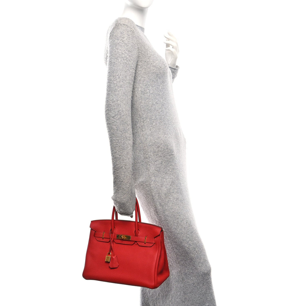 Taurillon Clemence Birkin 30 Rouge Casaque