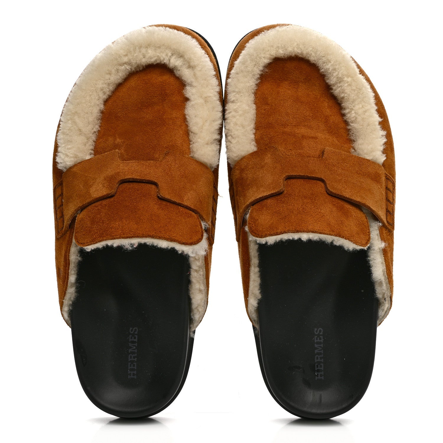 Suede Goatskin Shearling Go Mules 39 Beige Kraft Ecru