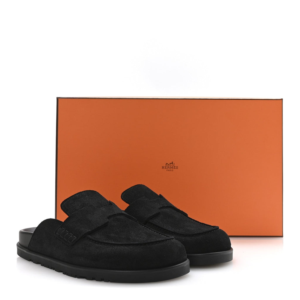 Suede Calfskin Go Mules 35 Black