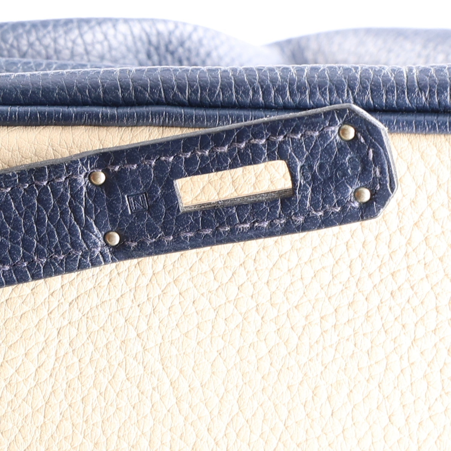 Taurillon Clemence Horseshoe Birkin 35 Bleu Abysse Parchemin Alezan Colvert