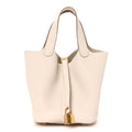 Taurillon Clemence Picotin Lock 18 PM Gris Pale