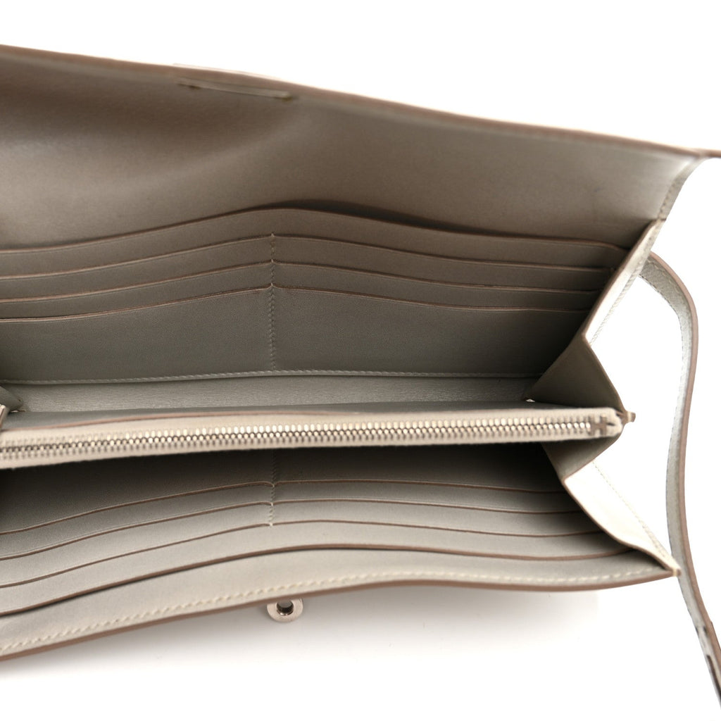 Box Guilloche Kelly Longue Wallet Gris Perle