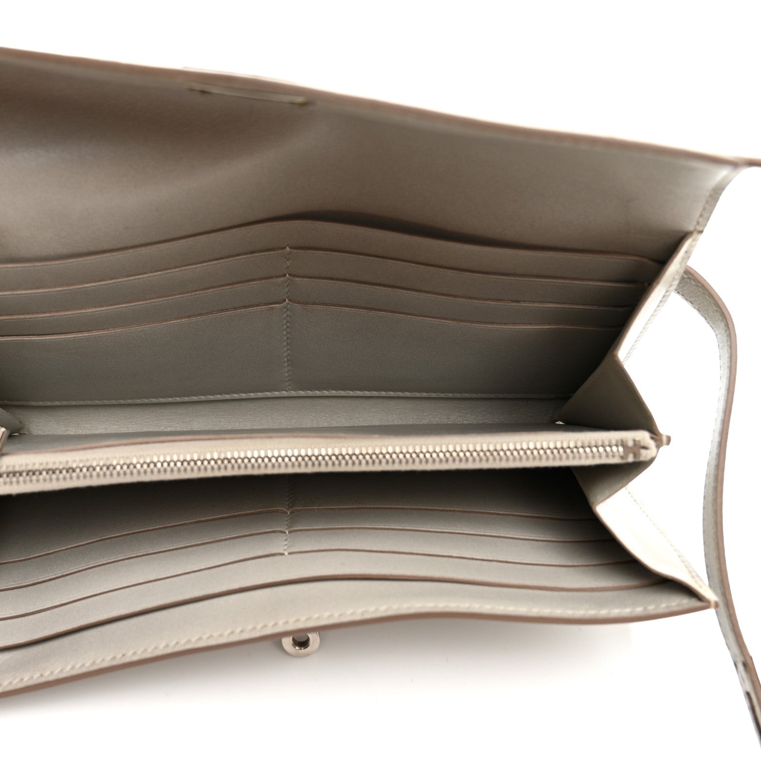 Box Guilloche Kelly Longue Wallet Gris Perle