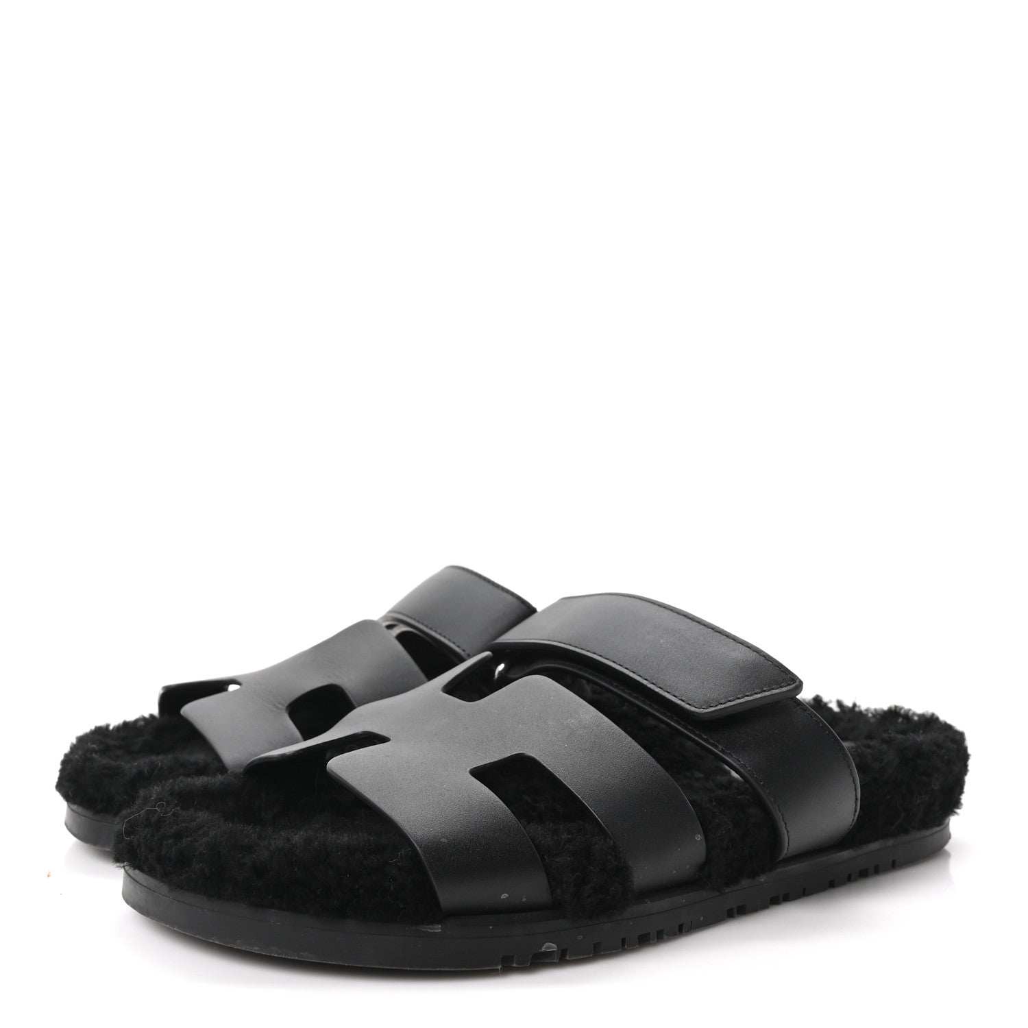 Calfskin Woolskin Womens Chypre Sandals 39 Black