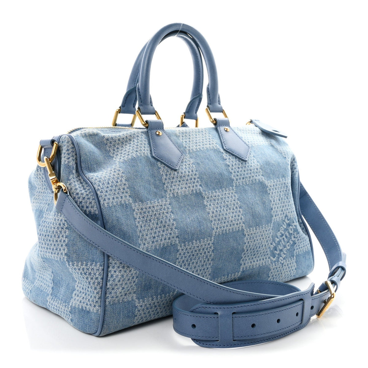 Damier Denim 3D Speedy Bandouliere 30 Denim Blue