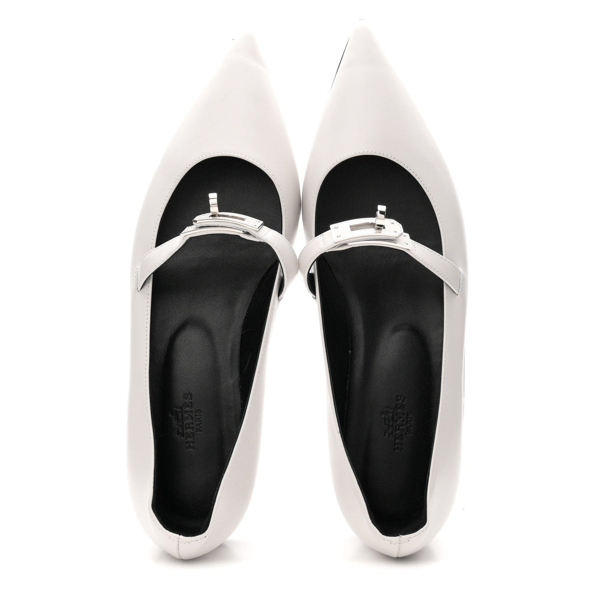 Calfskin Kelly Ballet Flat Gris Clair
