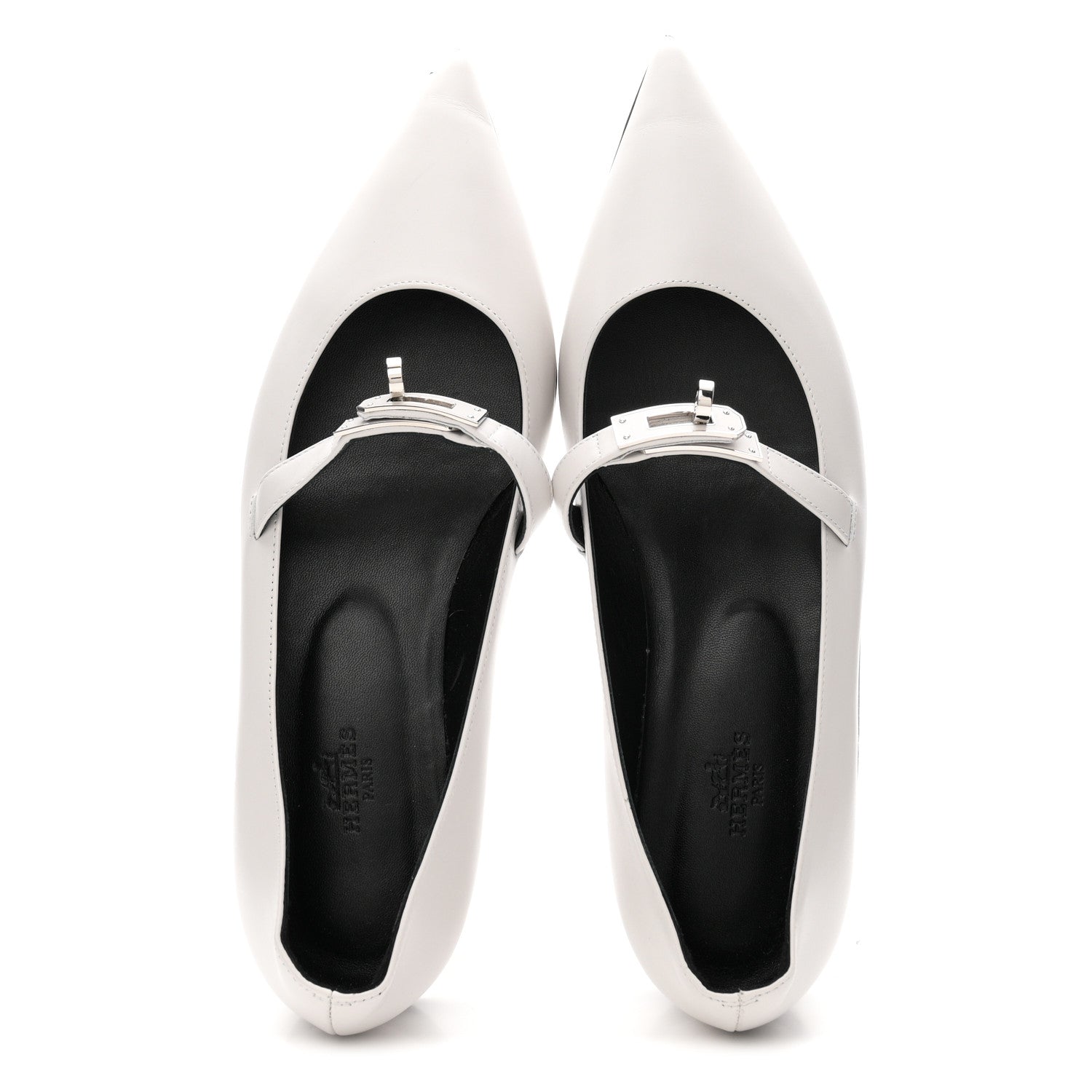 Calfskin Kelly Ballet Flat 38 Gris Clair