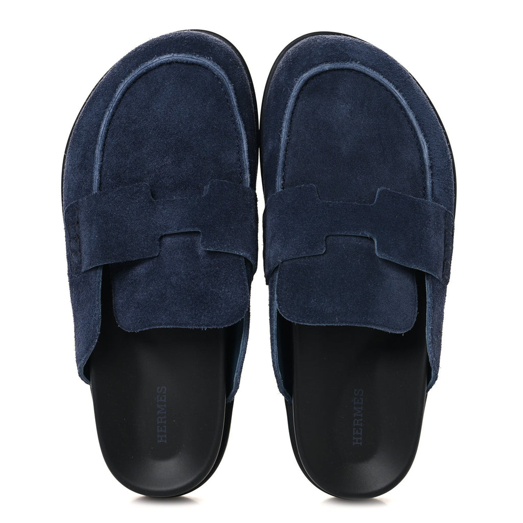 Suede Calfskin Mens Go Mules 40 Bleu Celeste