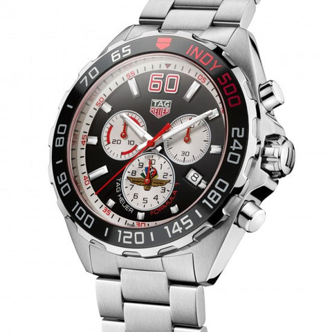 Tag Heuer Formula 1 Indy 500 Special Edition Black Dial Silver Steel Strap Watch for Men - CAZ101V.BA0842
