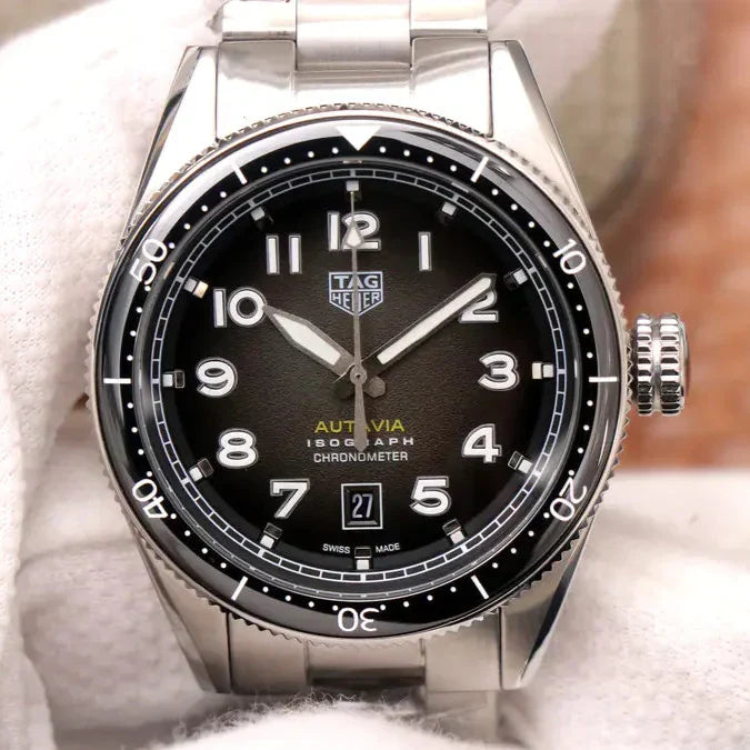 Tag Heuer Autavia Automatic Grey Dial Silver Steel Strap Watch for Men - WBE5114.EB0173