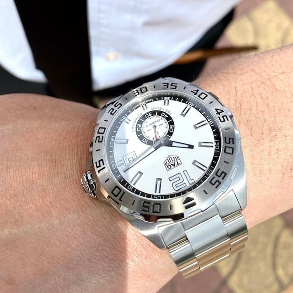 Tag Heuer Formula 1  Calibre 6 Automatic White Dial Silver Steel Strap Watch for Men - WAZ2013.BA0842
