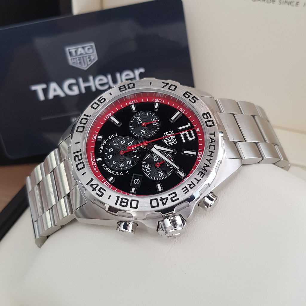 Tag Heuer Formula 1 Chronograph Black Dial Silver Steel Strap Watch for Men - CAZ101Y.BA0842