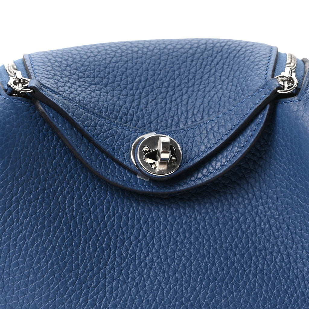 Taurillon Clemence Mini Lindy 20 Bleu Tie