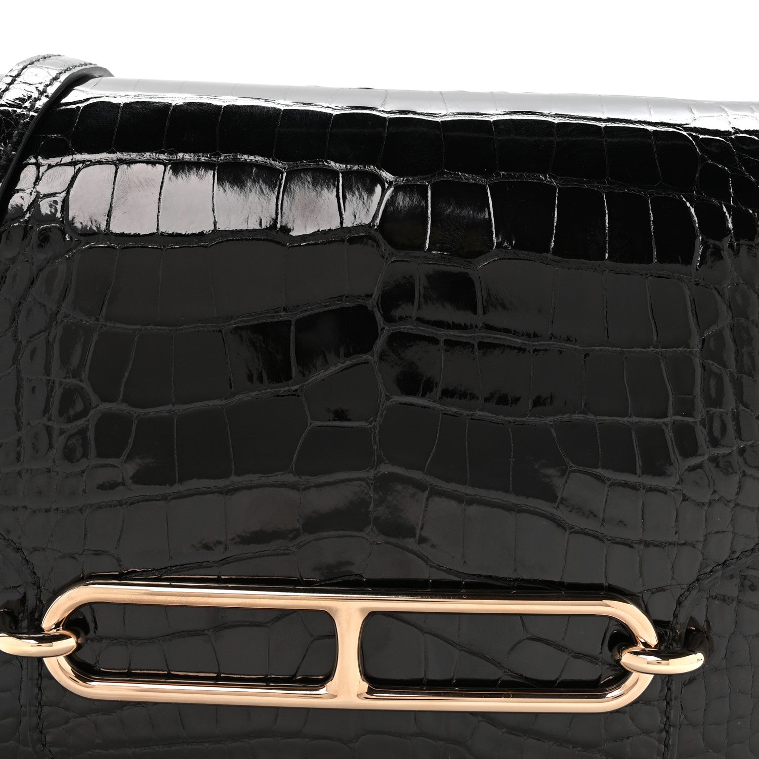 Shiny Alligator Mini Sac Roulis Black