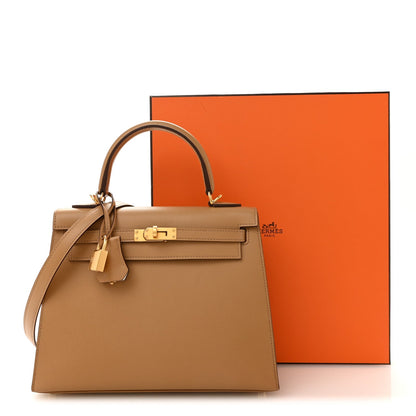 Madame Calfskin Verso Kelly Sellier 25 Biscuit White