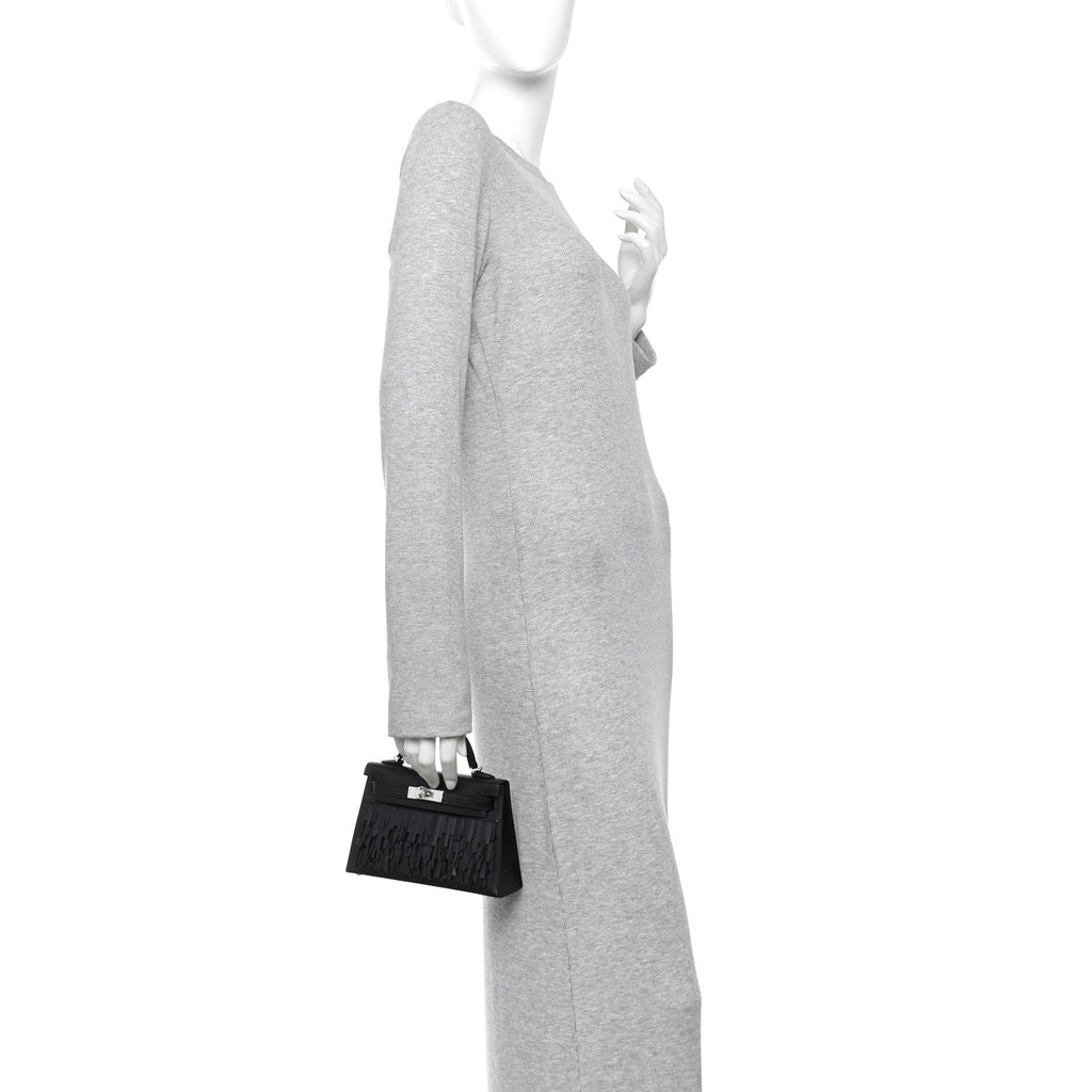 Tadelakt Sombrero Box Pampilles Mini Kelly Sellier 20 Black