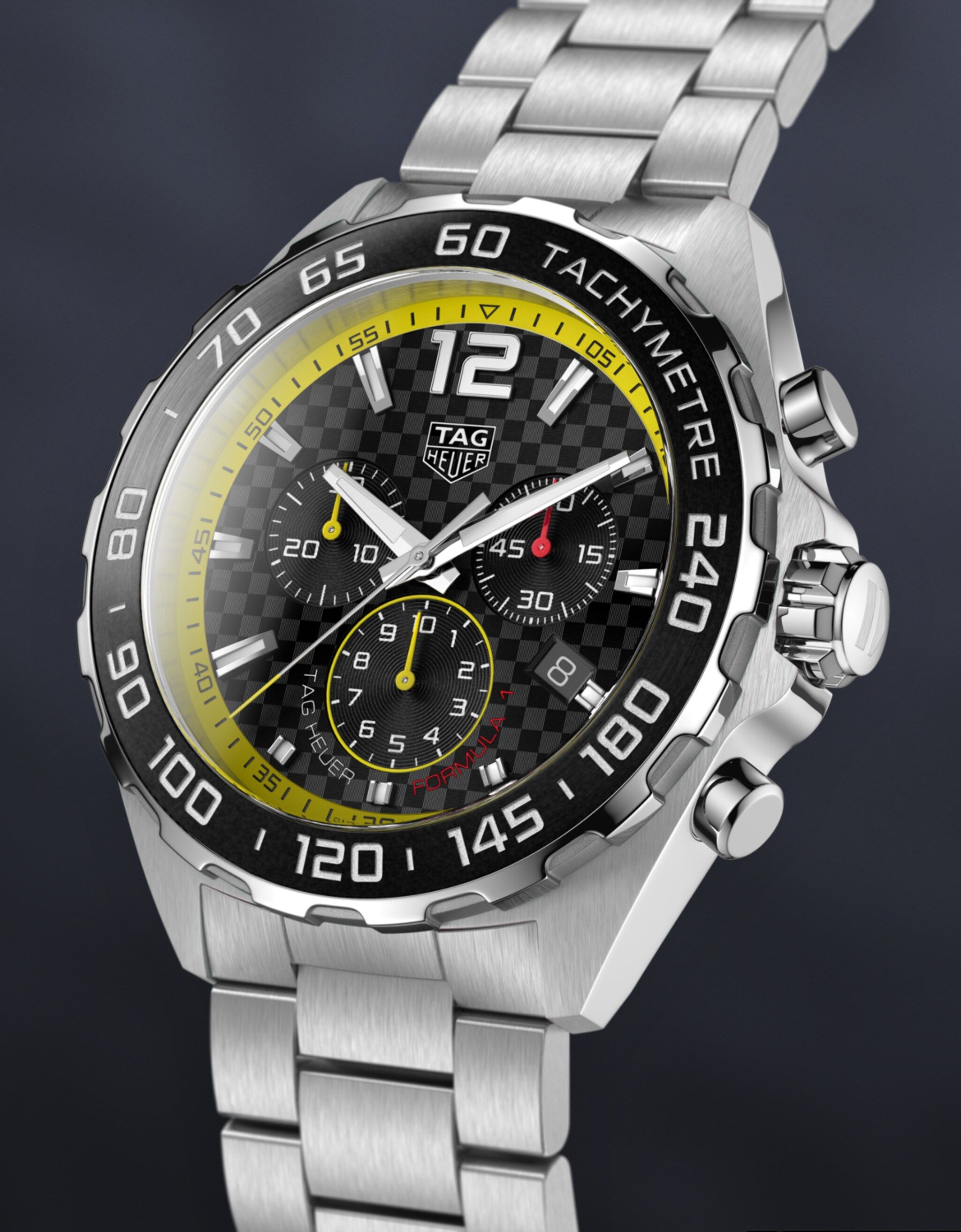 Tag Heuer Formula 1 Chronograph Black Dial Silver Steel Strap Watch for Men- CAZ101AC.BA0842